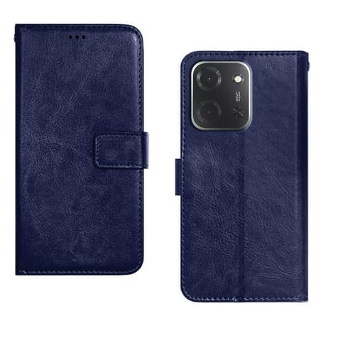 Image of amazon basics Poco C85 5G Flip Cover | Card Pockets Wallet & Stand | Flip Cover for Poco C85 5G (Blue)