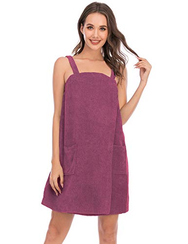 Image of Veseacky Women Bath Wrap Towel for Womens Shower with Pocket Adjustable Spa Robe & Facial Headband