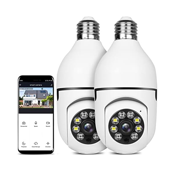 UPULTRA-Security-Camera-2packs-1080P-Wireless-WiFi-Outdoor-Home-IP-Camera-E27-360-Degree-PanoramicMotion-Detection-and-AlarmTwo-Way-AudioNight-Vision UPULTRA-Security-Camera-2packs-1080P-Wireless-WiFi-Outdoor-Home-IP-Camera-E27-360-Degree-PanoramicMotion-Detection-and-AlarmTwo-Way-AudioNight-Vision