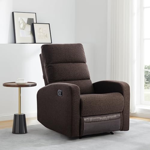 Image of Urban living - Monaco Single Seater Fabric Manual Recliner | 1 Seater Sofa | Single Sofa Recliner | 1 Seater Chair Sofa | 1 Year Warranty | Dark Brown