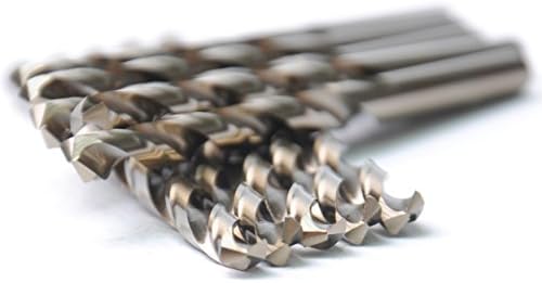 DRILLFORCE 1/8 inch, HSS Twist Drill Bits,5% Cobalt Jobber Length Twist Drill Bits,10pcs in Plastic Bag, Ideal for Drilling on mild Steel, Copper, Aluminum, Zinc Alloy etc. (1/8)