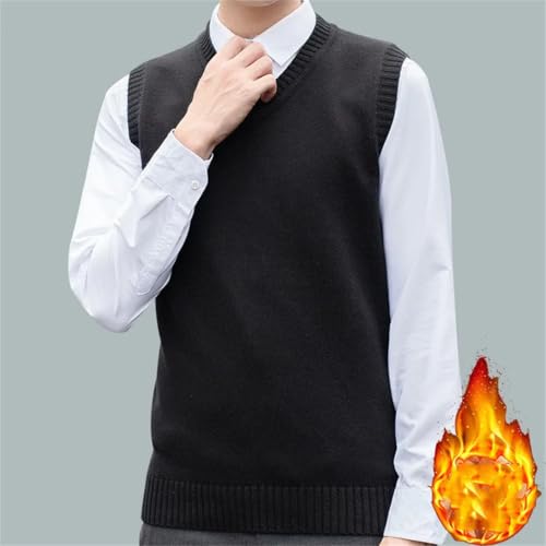 TdvcpmkkMen's Cotton Sweater Vest Warm Thick V-Neck Sleeveless Pullover Knitted Sweater Vest4