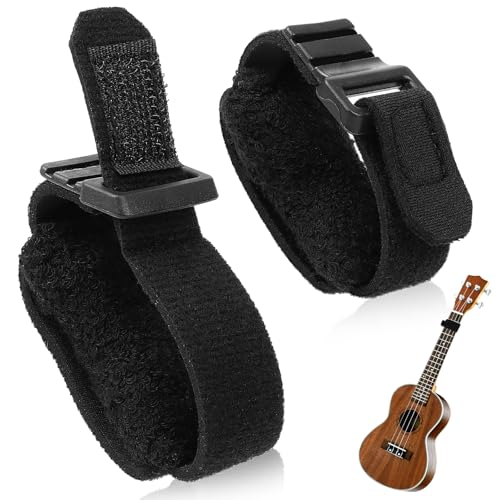 2 PCS Guitar String Mute Dampener Black Guitar Mute Guitar String Cover Tape Adjustable Bass Mute Fingerboard Mute Straps Guitar Neck Mute Belt Musical Instrument Accessories