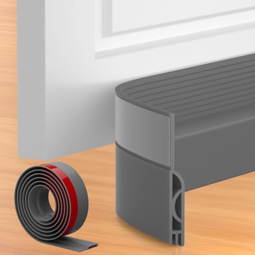 Image of Door Draught Excluder, Adjustable Door Sweep for Bottom of Doors, Gap Filler for Exterior and Interior Doors, Weather Stripping Blocks Noise and Cold Air (39 inch, Grey)