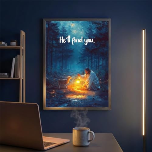 Image of ARPADAMO Diamond Art Kits for Adults,Jesus Lights a Lamp Diamond Painting Kits for Adults Beginner, Full Drill Round Paint by Diamonds Dot Gem Art for Home Wall Decor 12x16inch
