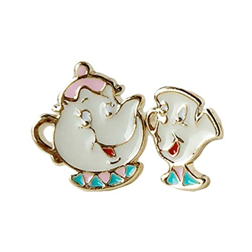 Nosii 1 Paire de Dessins animés La Belle et La Bête Boucles d'oreilles Mme Potts et Chip Ear Stud Jewelry