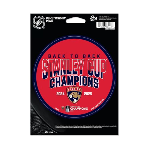 Rico Industries NHL Hockey Florida Panthers Back to Back Champions 2025 5" x 7" Vinyl Die-Cut Decal - Car/Truck/Home Accessory