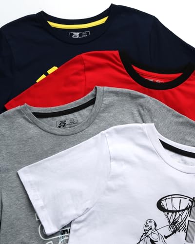 Pro Athlete Boys T Shirts - 4 Pack Performance Athletic Shirts for Boys - Crewneck Short Sleeve Graphic Tees (Size: 5-16)3