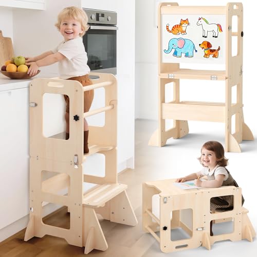 Woodure 4-in-1 Toddler Kitchen Step Stool,...