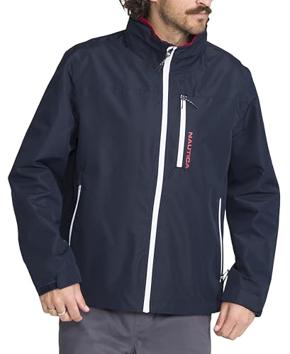 Image of Nautica Men's Lightweight Sailing Jacket - Waterproof & Windproof, Breathable