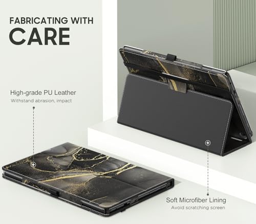 Image of MoKo Case Fits All-New Kindle Fire HD 10 & 10 Plus tablet (13th /11th Generation, 2023 /2021 Release) 10.1 inch - Slim Folding Stand Cover with Auto Wake /Sleep, Marble Black Gold