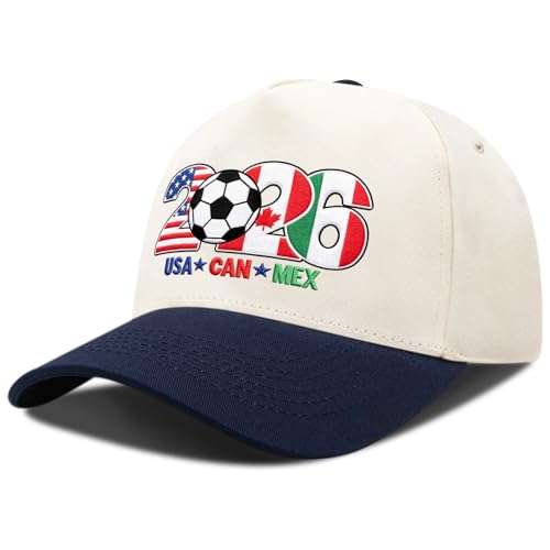 Diskebuiss 2026 World Soccer Trucker Hat - Mundial 2026 USA Can Mex Flag Embroidered Hat Soccer Merchandise for Men Women