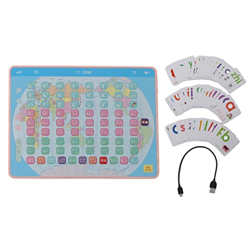 Macchina per l'apprendimento cinese Tablet educativo per parlare cinese Confezione regalo rosa ricaricabile con 72 carte Impara il Pinyin per bambini dai 3 anni in su Materiale ABS
