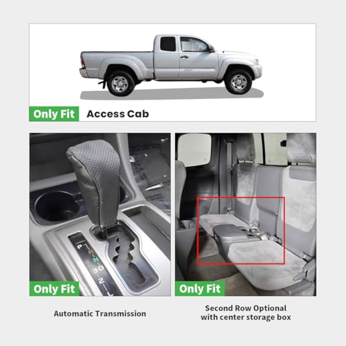 Image of LASFIT Floor Mats for Toyota Tacoma 2005-2011(Access Cab Auto Tran) (Not Fit Second Row Without Center Storage Box) All Weather Custom Fit Floor Liners for Tacoma TPE Mats Front&Rear 2 Row Car Mats