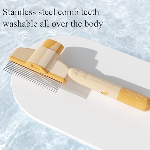 CHUNLIGOUJI Selbstreinigender Flohkamm für Haustiere, selbstreinigender Katzenkamm, Haarbürste, Flohkamm, Kamm zur Entfernung von Tierhaaren, Flohkamm, Fellpflegebürste (green1pcs)