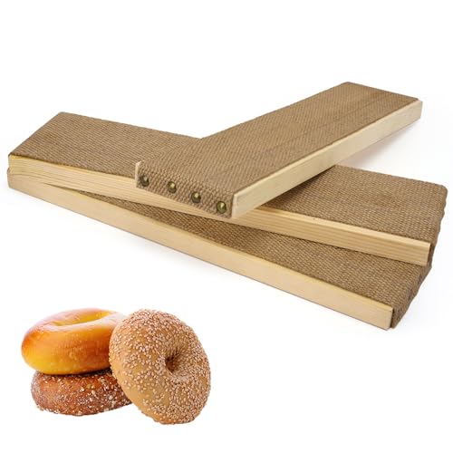 3 Pcs Bagel Boards for Baking Bagels Pine Wood with Burlap 16.1 inches L x 3.5 inches W Essential Baking Tools for Beginners and Experts Great Gift for Home Bakers and Professionals