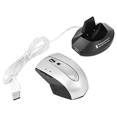 Ausla 2.4GHz Gaming Mouse, Rechargeable Wireless Optical Mouse Gaming Mice w/Charging Dock Stand 3-Port USB Hub(Gray) Cover