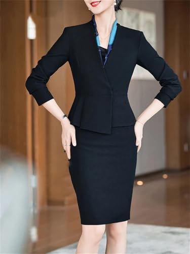 Women Suits Office Sets Fashion Long Sleeve V Neck Slim Blazers Elegant Skirt 2 Piece Suits2