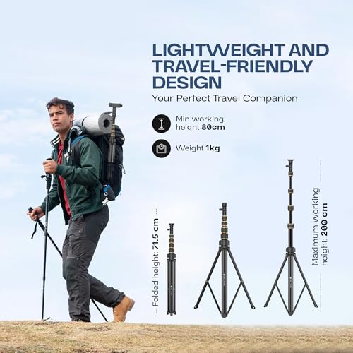 Tygot X-1 PRO 78-Inches (200cm) Aluminium Tripod with Bluetooth Remote, Mobile Holder, Phone Stand for Ring Light, GoPro & Camera, Light Stand for Video Recording, Shooting, Streaming, Reels, YouTube - Image 5