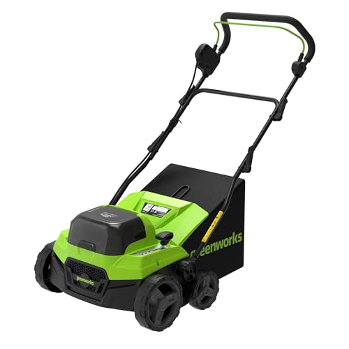 Greenworks 48V(24V x 2) Brushless Lawn Scarifier and Dethatcher, 2-in-1 Lawn Rake, 38cm Working Width, 5 Height Adjustments, 45L Collection Bag, Foldable Handle, Cordless Tool, Tool Only, GD2X24SC38II
