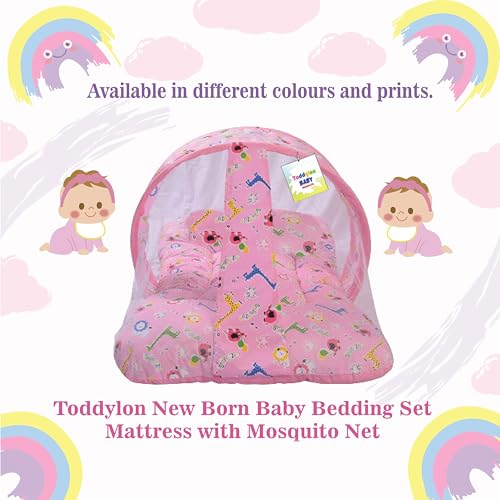 Image of Toddylon Baby Bedding Set New Born Baby Bed | Mattress | Mosquito Net | Carry Bag | Essentials | Carry Bag | Cotton Combo | Infant beds | Products (0-6 Months) (2PCS Set)