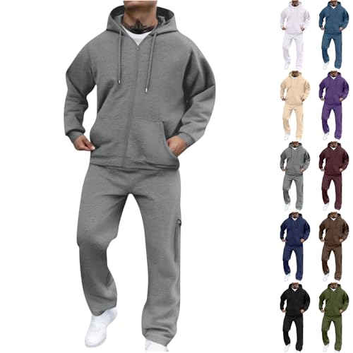 Mens Sweatsuits 2 Piece Set Fleece Zip Up Hoodie and Sweatpants Set Fall Casual Comfy Jogging Sweat Suits Tracksuits