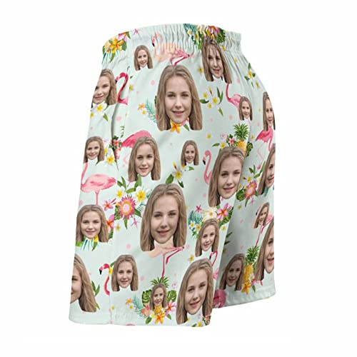 Custom Mens Swim Trunk with Faces on Tropical Leaves Quick Dry Beach Shorts Personalized Photos Gifts Beach Board Short3