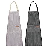 2 Pack Kitchen Cooking Aprons, Adjustable Bib Soft Chef Apron with 2 Pockets for Men Women...