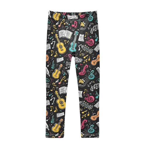 ZZKKO Girls Leggings Musical Symbols and Guitar Toddler Girls Clothes Leggings for Girls Toddler Girls Leggings 3-4T