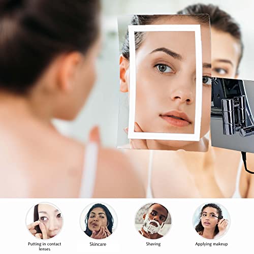 Ovente 7'' Lighted Wall Mount Makeup Mirror, 7X Magnifier, Square White Led W/ Dimmer Switch, One Sided Adjustable, Extend & Fold, Retractable Arm, Ac Adapter Powered, Polished Chrome Mswa6387Ch7X #TOP3