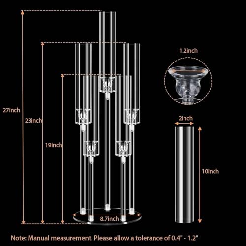 Bougeoir transparent de 69,1 cm de haut compatible bougie LED