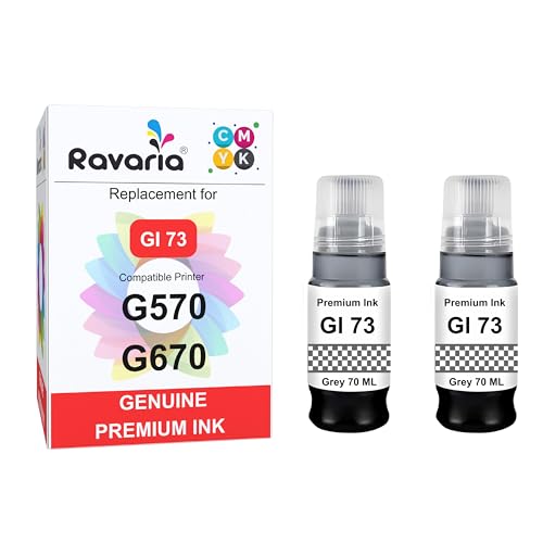 GI 73 Compatible Grey Ink 70ml for Canon Pixma G570 / G670 Printer (GI 73 Ink Grey 2 Pcs)