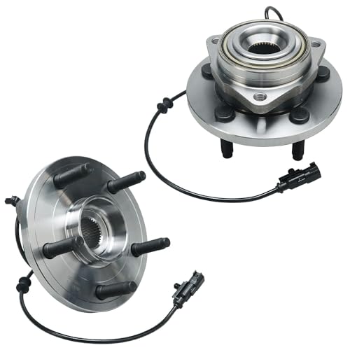 Image of Detroit Axle - Front Wheel Bearing Hubs Brake Kit for 2007-2009 | Chrysler Aspen Dodge Durango Drilled & Slotted Brake Rotors Ceramic Brake Pads Wheel Bearing Hubs Assembly 2008 Replacement