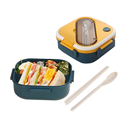 Resszo Bento Box für Kinder, 1300ML Lunchbox Auslaufsicher mit 3 FäChern und Besteck für Schule, Büro Picknick (Blau) Cover
