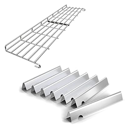 QuliMetal Stainless Steel Grill Warming Rack and SUS304 Flavorizer Bars for Weber Genesis II 400 Series Gas Grills