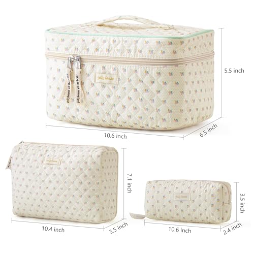 HBselect Quilted Floral Makeup Bag Set
