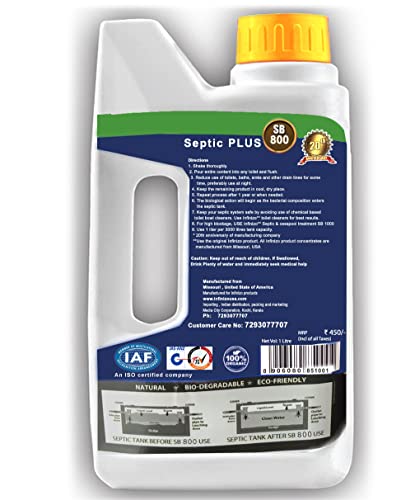 Image of USA SB 800 Natural Bacterial Septic Tank Bio Cleaner & Treatment Liquid, Toilet Block, Over Flow, Odour Remover (Heavy Strong-2Litre)