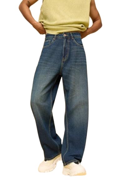 Image of M Q Denim Men's Straight Fit Jeans | Mid Wash Whisker Spray | Comfortable Cotton Denim for Daily & Casual Wear