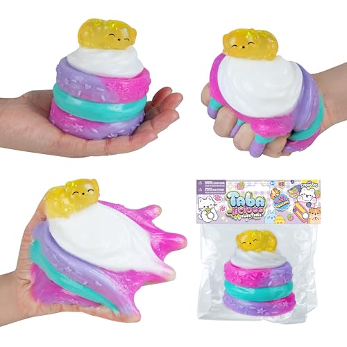 ORB Curiosities TABA-Licious Sweetsies - Puppy Cake TABA Squishy Toy - Squish Squeeze This Soft Sticky Dessert Squishy, Great for Stress Relief - Fun Kawaii Fidget and Sensory Toys for Kids and Adults