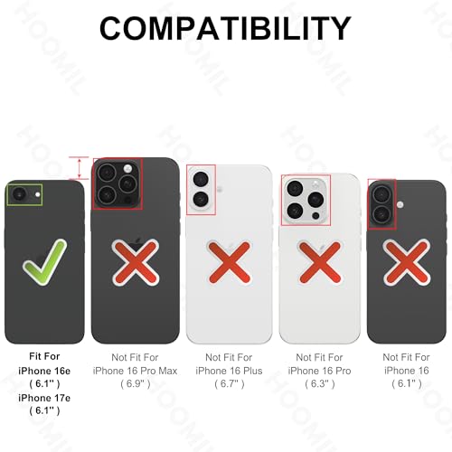 Image of HOOMIL Case for iPhone 16e and iPhone 17e 6.1-Inch, Non-Yellowing, Drop Protection, Anti-Scratch Transparent Hard Back Phone Cover - Black