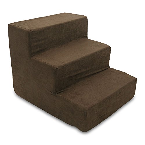 Best Pet Supplies 3-stufige Haustiertreppe, 45,7 x 38,1 x 33 cm, dunkelbraunes Wildleder - Image 3