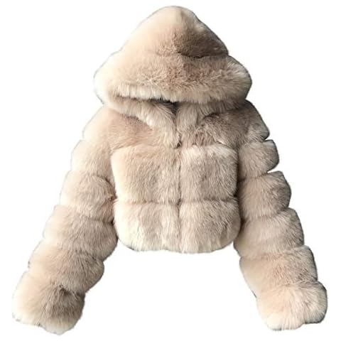 Faux Fur Jacket Women's Short Fur Jacket Women's Faux Fur Winter Jacket Warm Faux Fur Cardigan Coat Large Size Fur Coat Elegant Plush Jacket Quilted Jacket Faux Fur Jacket, khaki, S Cover