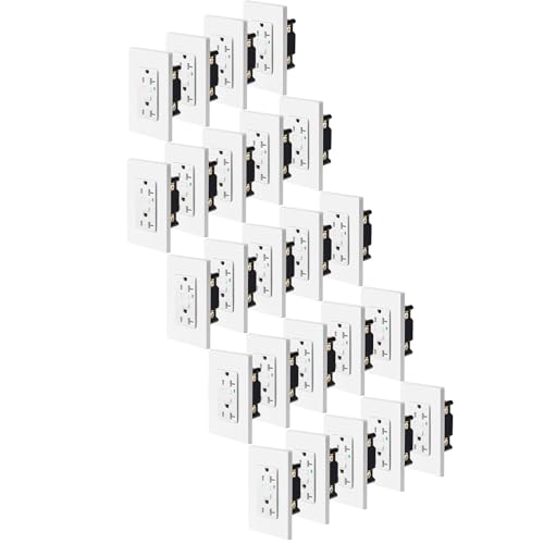 GFCI Outlet 20 Amp,USUPERINK 24PK Self-Test 20A GFCI Outlets,Weather Resistant GFCI Plug,Outdoor Ground Fault Outlet with LED Indicator,Hospital Grade,Screwless Wall Plate Included,ETL Listed