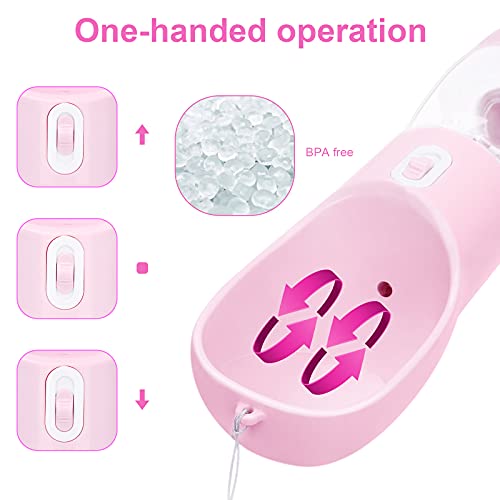 Madeking Dog Water Bottle Portable Pet Water Bottle Leak Proof Dog Water Dispenser And Food, Lightweight Dog Travel Water Bottle Bowl For Walking And Trave (Pink) #TOP2