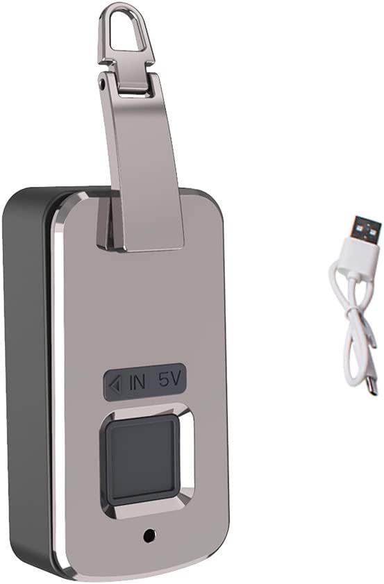 Porta Mini Padlock Smart Fingerprint Lock Anti-Theft Door Lock USB Charging Electric Padlock for Suitcase Backpack Handbags (Color : D) (D)