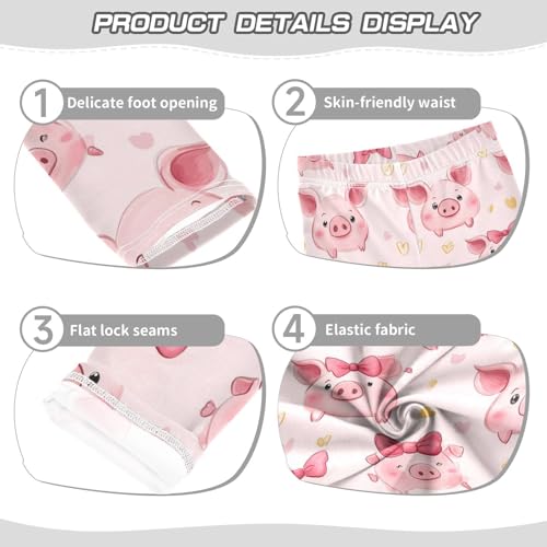 Cute Pigs Princess Girls' Leggings Toddler Doodles Beautiful Bow Kids Yoga Pants Dance Active Tights 4T3