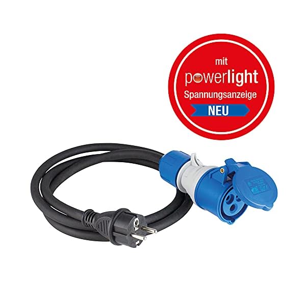 as - Schwabe CEE Camping Adapterleitung 1,5m, CEE-Kupplung 3-polig mit powerlight Spannungsanzeige… – Bild 3