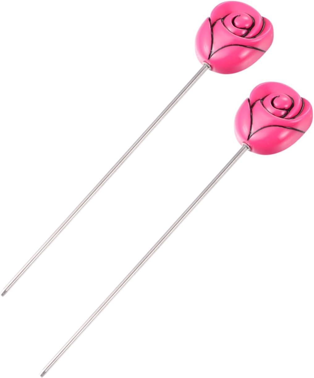 2Pcs Stainless Steel Cake Tester Chic Rose Head Baking Tool for Muffins Bread Cake Testing Easy to Clean for DIY Baking