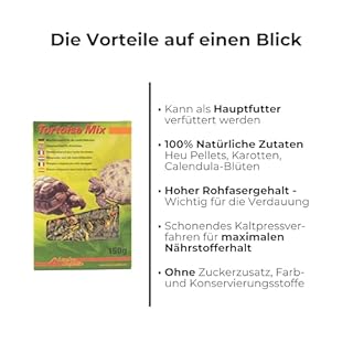 Lucky Reptile Tortoise Mix 800g vegetale e ricco di fibra grezza - Miscela di erbe di prato con carote e fiori di calendula - per tutte le tartarughe di terra e i rettili erbivori