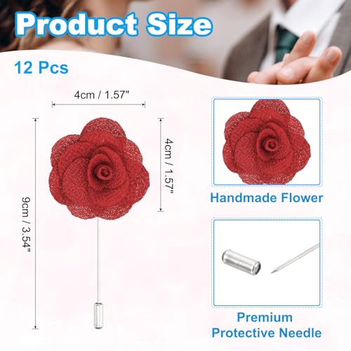 Image of PATIKIL Flower Boutonnieres Pin, Handmade Camellia Lapel Pin for Men Women Suit Wedding Graduation Anniversary Brooch Outfit Accessories